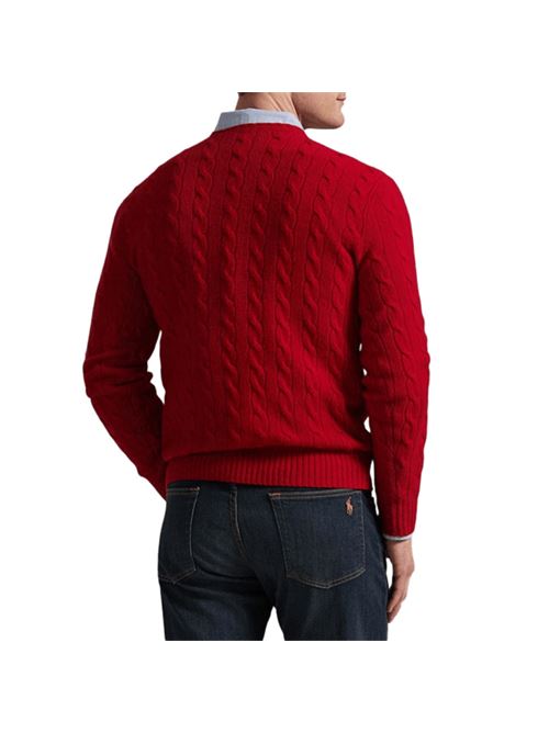 Maglia da uomo in misto lana e cashmere con lavorazione a trecce, colore red POLO RALPH LAUREN | 710876762006